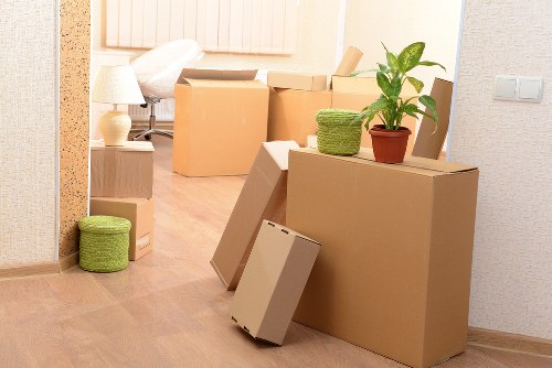 Commercial moving services with packing materials
